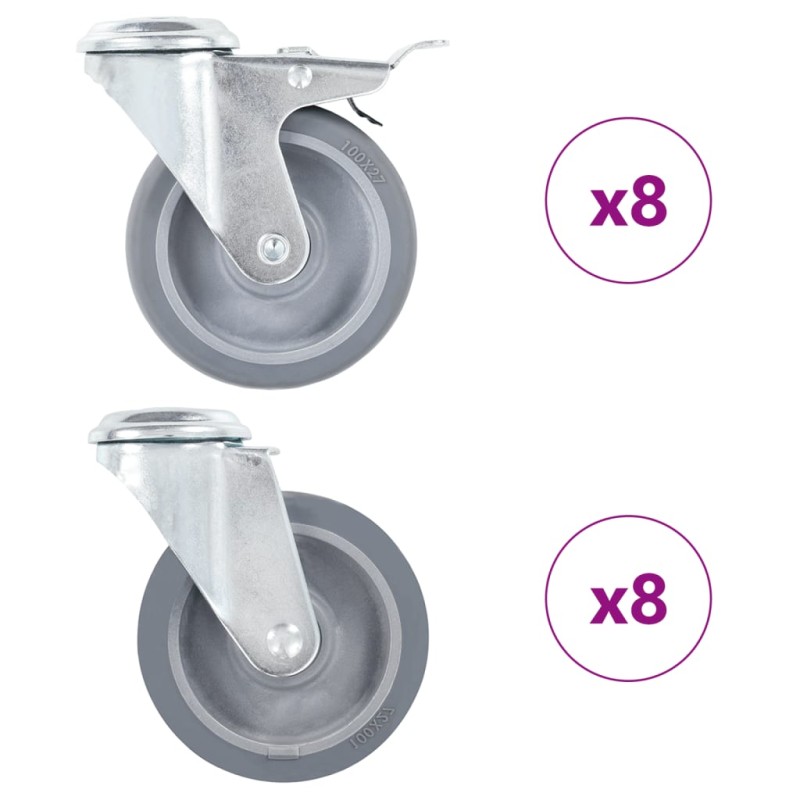 vidaXL Ruote Girevoli con Foro per Bullone 16 pz 100 mm vidaXL Ruote Girevoli con Foro per Bullone 16 pz 100 mm