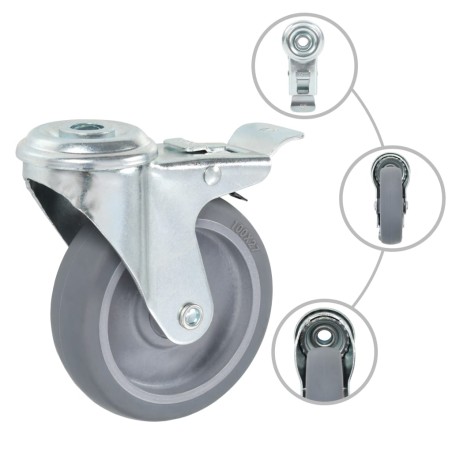 vidaXL Ruote Girevoli con Foro per Bulloni 8 pz 100 mm