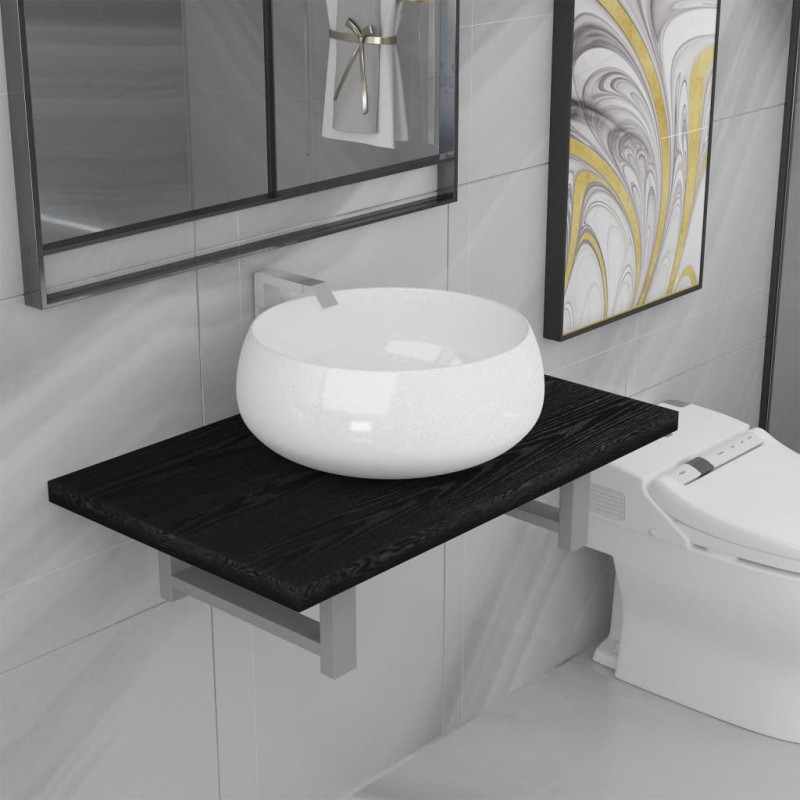 vidaXL Set Mobili da Bagno 2 pz Ceramica Nero vidaXL Set Mobili da Bagno 2 pz Ceramica Nero