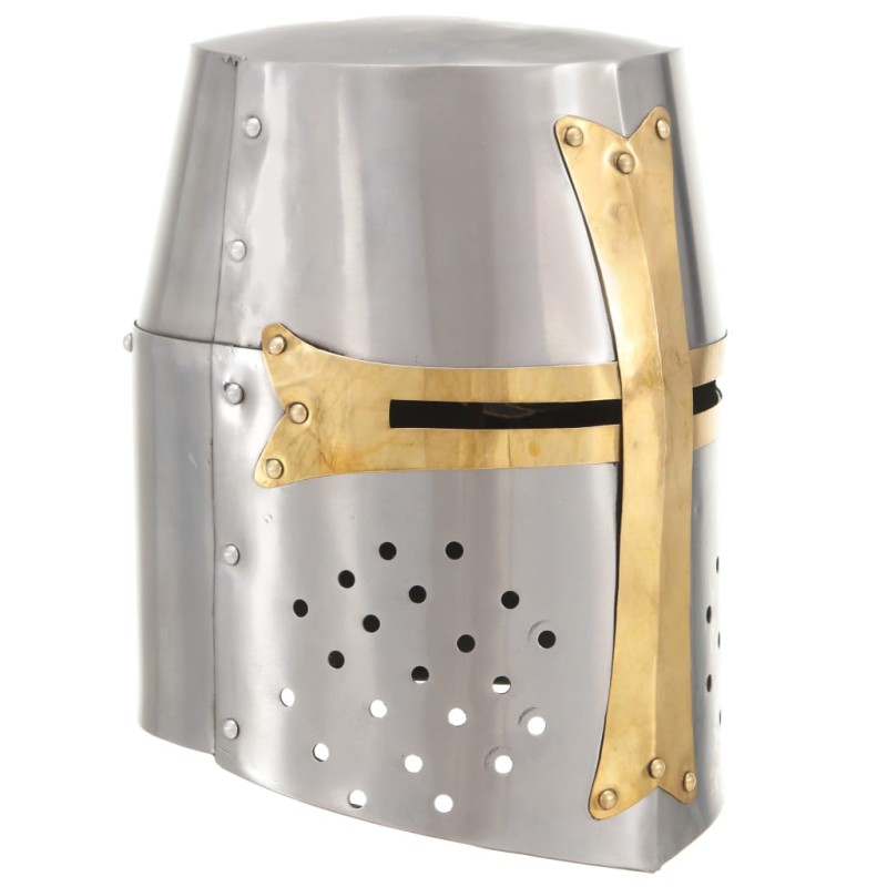 vidaXL Elmo da Cavaliere Medievale Crociato Replica LARP Argento vidaXL Elmo da Cavaliere Medievale Crociato Replica LARP Argento