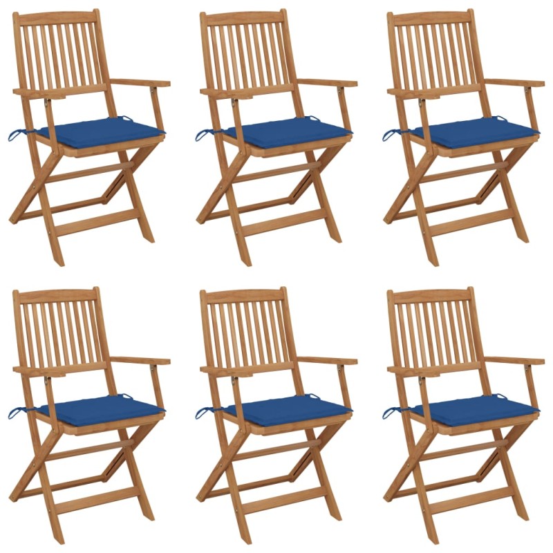 Sedie da Giardino Pieghevoli 6 pz con Cuscini Massello Acacia Sedie da Giardino Pieghevoli 6 pz con Cuscini Massello Acacia
