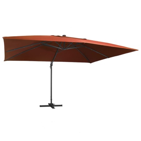 vidaXL Ombrellone a Sbalzo con LED Terracotta 400x300 cm