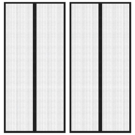 vidaXL Tende Antimosche 2 pz per Porte con Magneti Nere 220x110 cm