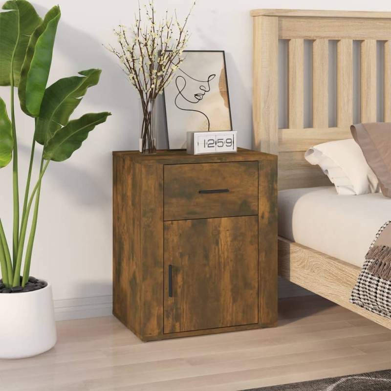 Comodino Rovere Fumo 50x36x60 cm Legno Multistrato Comodino Rovere Fumo 50x36x60 cm Legno Multistrato