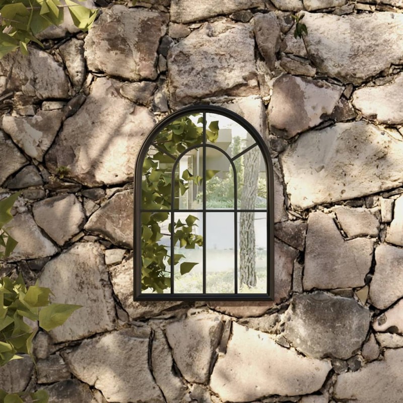 vidaXL Specchio da Giardino Nero 60x45 cm in Ferro per Uso Esterno vidaXL Specchio da Giardino Nero 60x45 cm in Ferro per Uso Esterno