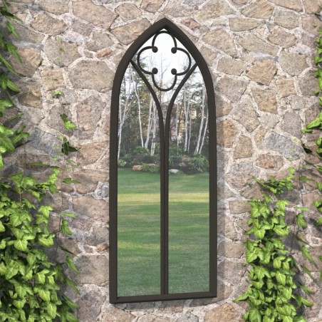 vidaXL Specchio da Giardino Nero 70x30 cm in Ferro per Uso Esterno