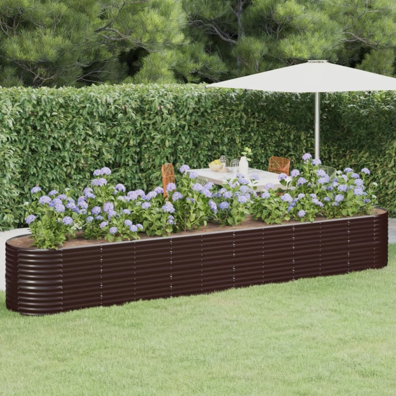 vidaXL Letto Giardino Acciaio Verniciato a Polvere 440x80x68cm Marrone