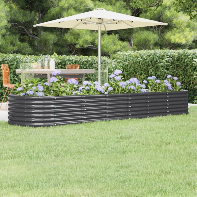 vidaXL Letto da Giardino in Acciaio a Polvere 296x80x36 cm Antracite vidaXL Letto da Giardino in Acciaio a Polvere 296x80x36 cm Antracite