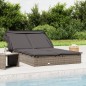 vidaXL Lettino Doppio Tetto Pieghevole Grigio 213x118x97 cm Polyrattan vidaXL Lettino Doppio Tetto Pieghevole Grigio 213x118x97 cm Polyrattan