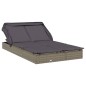 vidaXL Lettino Doppio Tetto Pieghevole Grigio 213x118x97 cm Polyrattan vidaXL Lettino Doppio Tetto Pieghevole Grigio 213x118x97 cm Polyrattan
