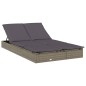 vidaXL Lettino Doppio Tetto Pieghevole Grigio 213x118x97 cm Polyrattan vidaXL Lettino Doppio Tetto Pieghevole Grigio 213x118x97 cm Polyrattan