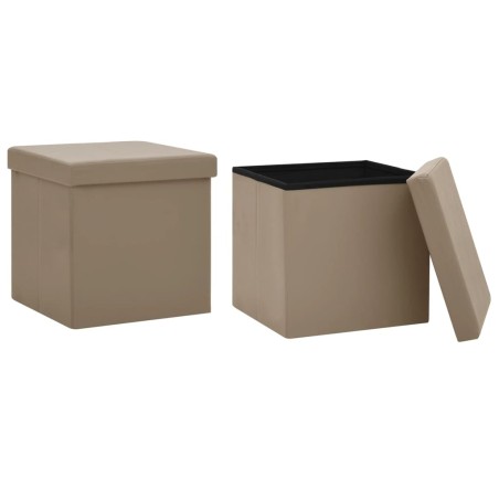 vidaXL Sgabelli con Contenitore Pieghevoli 2 pz Cappuccino in PVC