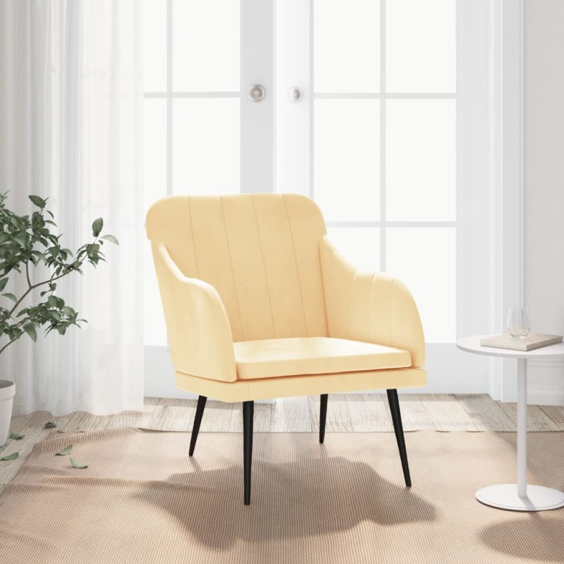 vidaXL Poltrona Crema 63x76x80 cm Velluto