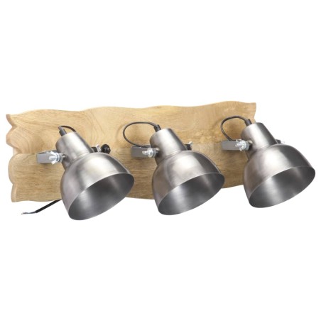 vidaXL Lampada da Parete Industriale Argento 68x23 cm E27 Legno Mango