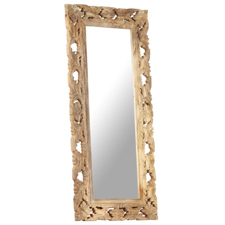 vidaXL Specchio Intagliato a Mano 110x50 cm in Legno Massello di Mango