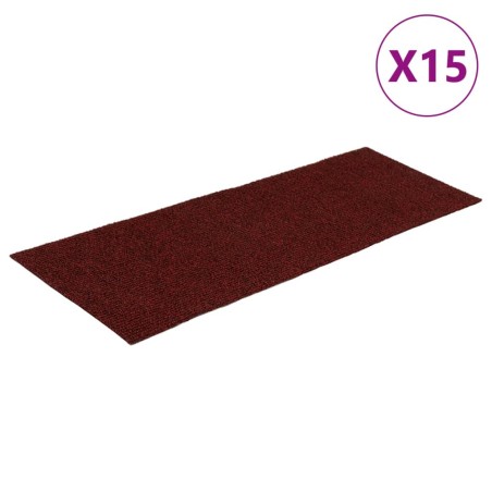 vidaXL Tappeti Adesivi Rettangolari per Scale 15 pz 60x25 cm Rossi
