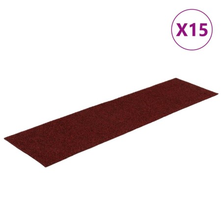 vidaXL Tappeti Adesivi Rettangolari per Scale 15 pz 76x20 cm Rossi