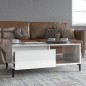 Tavolino Salotto Bianco Lucido 90x50x36,5 cm Legno Multistrato Tavolino Salotto Bianco Lucido 90x50x36,5 cm Legno Multistrato
