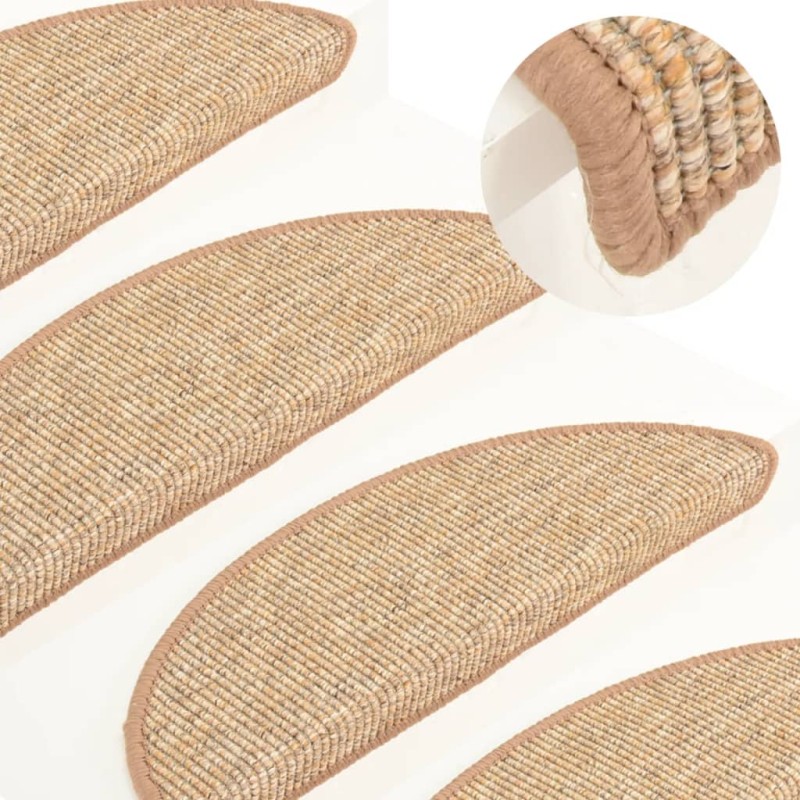 vidaXL Tappeti Adesivi per Scale 15 pz 56x17x3 cm Nocciola