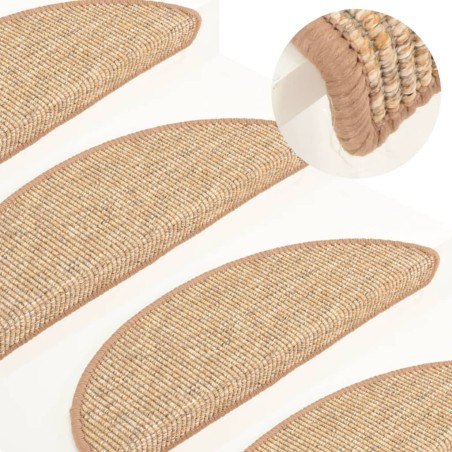 vidaXL Tappeti Adesivi per Scale 15 pz 56x17x3 cm Nocciola