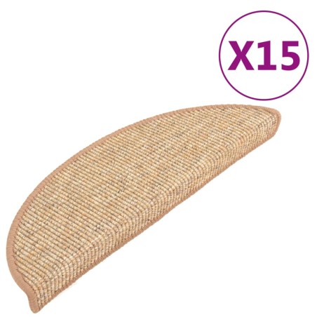 vidaXL Tappeti Adesivi per Scale 15 pz 56x17x3 cm Nocciola