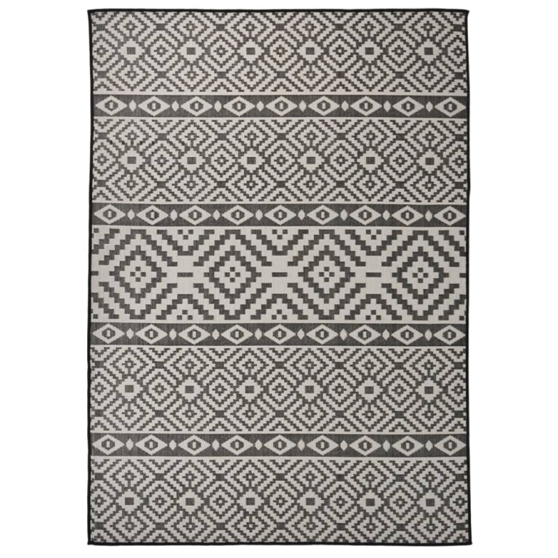 vidaXL Tappeto da Esterni a Tessitura Piatta 120x170 cm Strisce Nere vidaXL Tappeto da Esterni a Tessitura Piatta 120x170 cm Strisce Nere