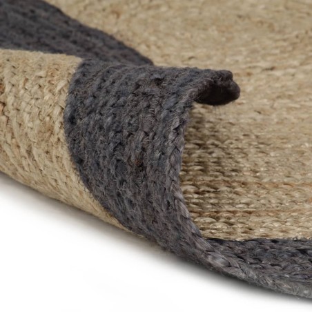 vidaXL Tappeto Lavorato a Mano in Juta con Bordo Grigio Scuro 180 cm