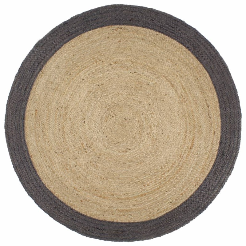 vidaXL Tappeto Lavorato a Mano in Juta con Bordo Grigio Scuro 240 cm vidaXL Tappeto Lavorato a Mano in Juta con Bordo Grigio Scuro 240 cm