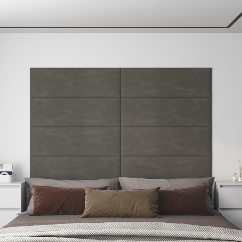 vidaXL Pannelli Murali 12 pz Grigio Scuro 90x30 cm Velluto 3,24 m² vidaXL Pannelli Murali 12 pz Grigio Scuro 90x30 cm Velluto 3,24 m²