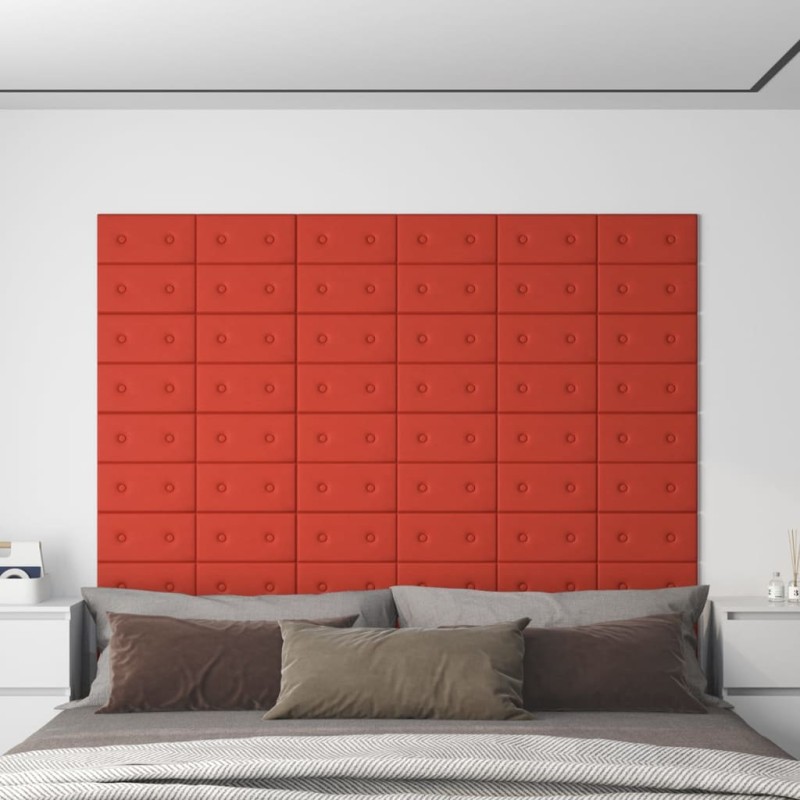 vidaXL Pannelli Murali 12 pz Rossi 30x15 cm in Similpelle 0,54 m² vidaXL Pannelli Murali 12 pz Rossi 30x15 cm in Similpelle 0,54 m²