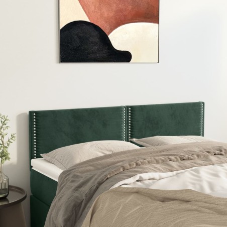 vidaXL Testiere 2 pz Verde Scuro 72x5x78/88 cm in Velluto