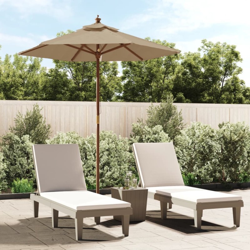 vidaXL Ombrellone da Giardino con Palo in Legno Tortora 196x231 cm vidaXL Ombrellone da Giardino con Palo in Legno Tortora 196x231 cm