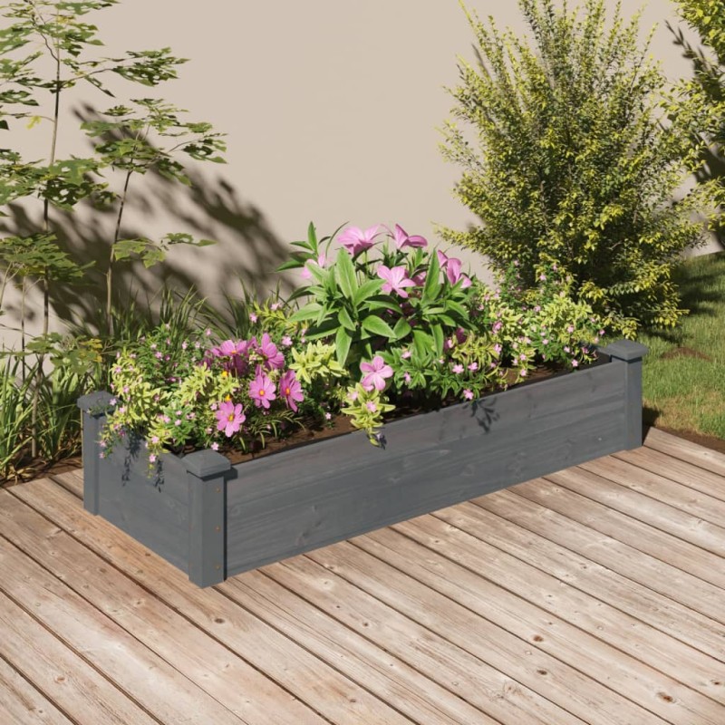 vidaXL Fioriera Giardino con Fodera Grigia 120x45x25cm Massello Abete vidaXL Fioriera Giardino con Fodera Grigia 120x45x25cm Massello Abete