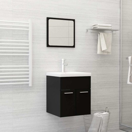 vidaXL Set Mobili da Bagno 2 pz Nero in Legno Multistrato