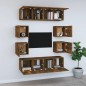 Set Mobili Porta TV 8 pz Rovere Fumo in Legno Multistrato Set Mobili Porta TV 8 pz Rovere Fumo in Legno Multistrato