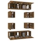 Set Mobili Porta TV 8 pz Rovere Fumo in Legno Multistrato Set Mobili Porta TV 8 pz Rovere Fumo in Legno Multistrato