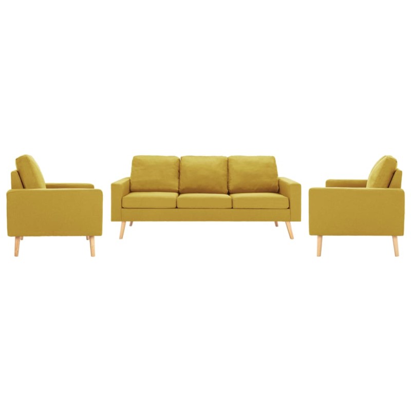 vidaXL Set Divani 3 pz in Tessuto Giallo vidaXL Set Divani 3 pz in Tessuto Giallo