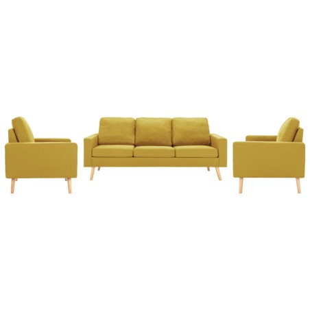 vidaXL Set Divani 3 pz in Tessuto Giallo