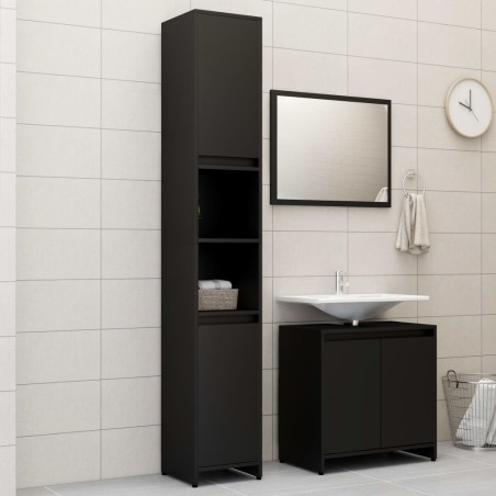 vidaXL Set Mobili da Bagno 3 pz Nero in Truciolato