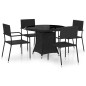 vidaXL Set Mobili da Pranzo per Giardino 5 pz in Polyrattan Nero vidaXL Set Mobili da Pranzo per Giardino 5 pz in Polyrattan Nero