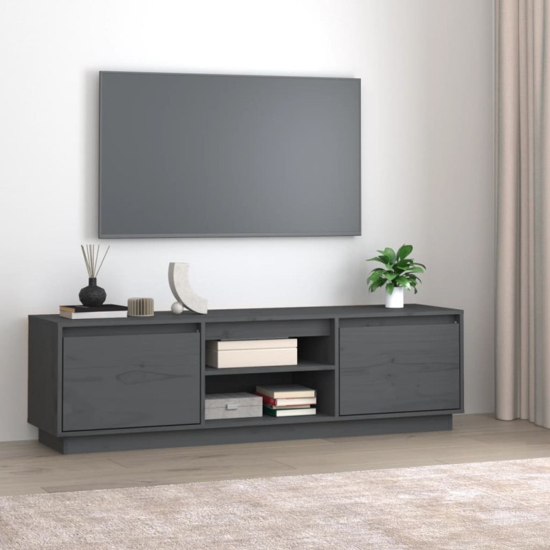Mobile Porta TV Grigio 140x35x40 cm in Legno Massello di Pino Mobile Porta TV Grigio 140x35x40 cm in Legno Massello di Pino