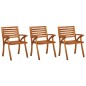 vidaXL Sedie da Pranzo da Giardino con Cuscini 3 pz Massello di Acacia vidaXL Sedie da Pranzo da Giardino con Cuscini 3 pz Massello di Acacia
