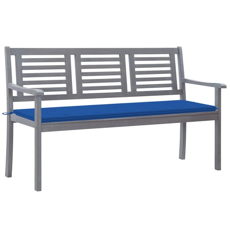 vidaXL Panca da Giardino 3 Posti con Cuscino 150cm Grigia in Eucalipto vidaXL Panca da Giardino 3 Posti con Cuscino 150cm Grigia in Eucalipto