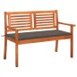 vidaXL Panchina da Giardino 2 Posti e Cuscino 120cm Massello Eucalipto vidaXL Panchina da Giardino 2 Posti e Cuscino 120cm Massello Eucalipto