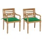 vidaXL Sedie Batavia 2 pz con Cuscini Verdi in Massello di Teak vidaXL Sedie Batavia 2 pz con Cuscini Verdi in Massello di Teak