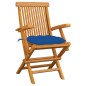 vidaXL Sedie da Giardino con Cuscini Blu 6 pz Legno Massello di Teak