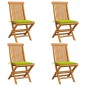 vidaXL Sedie da Giardino Cuscini Verde Brillante 4 pz Massello di Teak vidaXL Sedie da Giardino Cuscini Verde Brillante 4 pz Massello di Teak