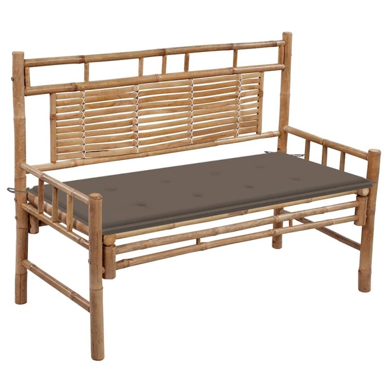 vidaXL Panca da Giardino con Cuscino 120 cm in Bambù vidaXL Panca da Giardino con Cuscino 120 cm in Bambù