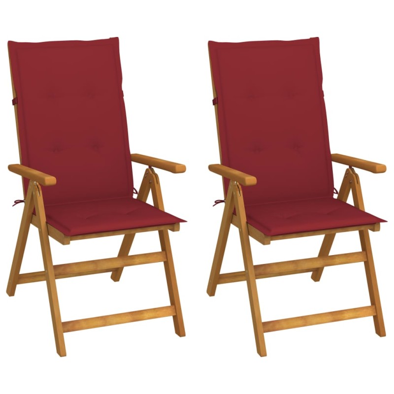 vidaXL Sedie da Giardino Reclinabili 2 pz con Cuscini Massello Acacia vidaXL Sedie da Giardino Reclinabili 2 pz con Cuscini Massello Acacia