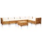 vidaXL Set Divani Giardino 8 pz con Cuscini Legno Acacia Bianco Crema